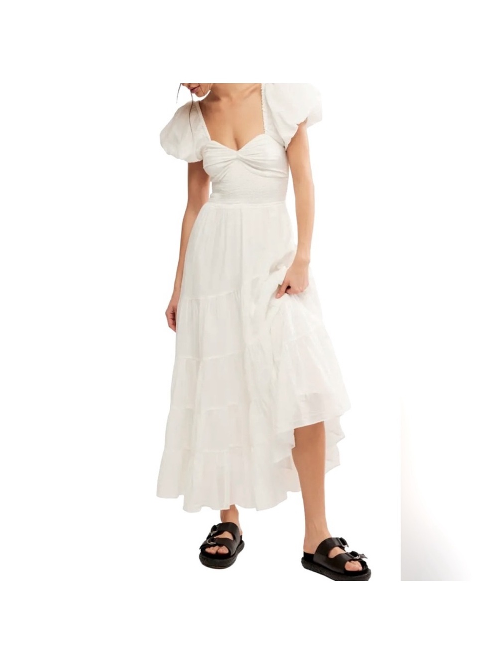 Free People Sundrenched Short Sleeve Maxi White XL Boho - Picture 6 of 7